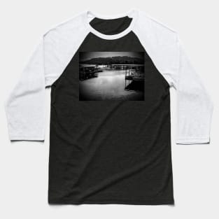 Black and white river and boat picture Baseball T-Shirt